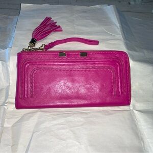 DANIER Pink Calf Leather Wristlet Clutch, New